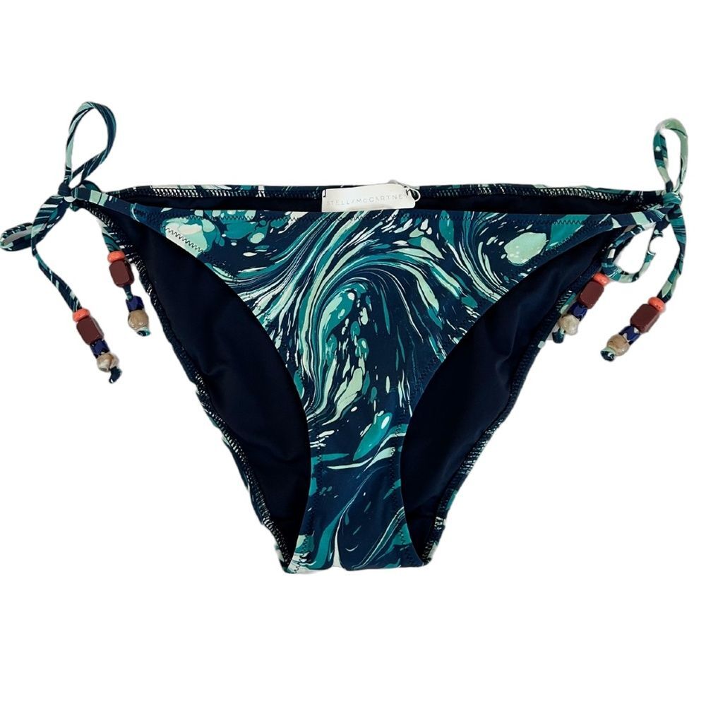 NWT Stella McCartney Bikini Bottoms Blue Marble Print Large String Bikini
